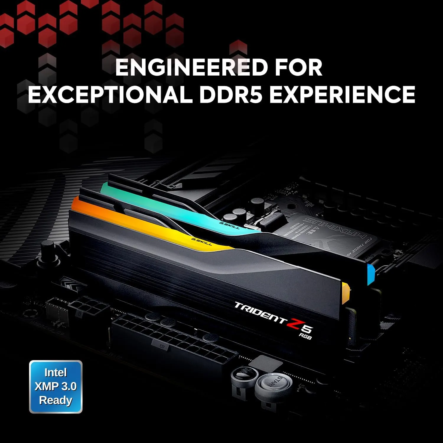 71xoJLClfWL._AC_SL1500_ (2) G.SKILL Trident Z5 RGB Series (Intel XMP 3.0) DDR5 RAM 32GB (2x16GB) 6400MT/s CL32-39-39-102 1.40V Desktop Computer Memory UDIMM - Matte Black (F5-6400J3239G16GA2-TZ5RK) RGB Intel DDR5 RAM 32GB 6400