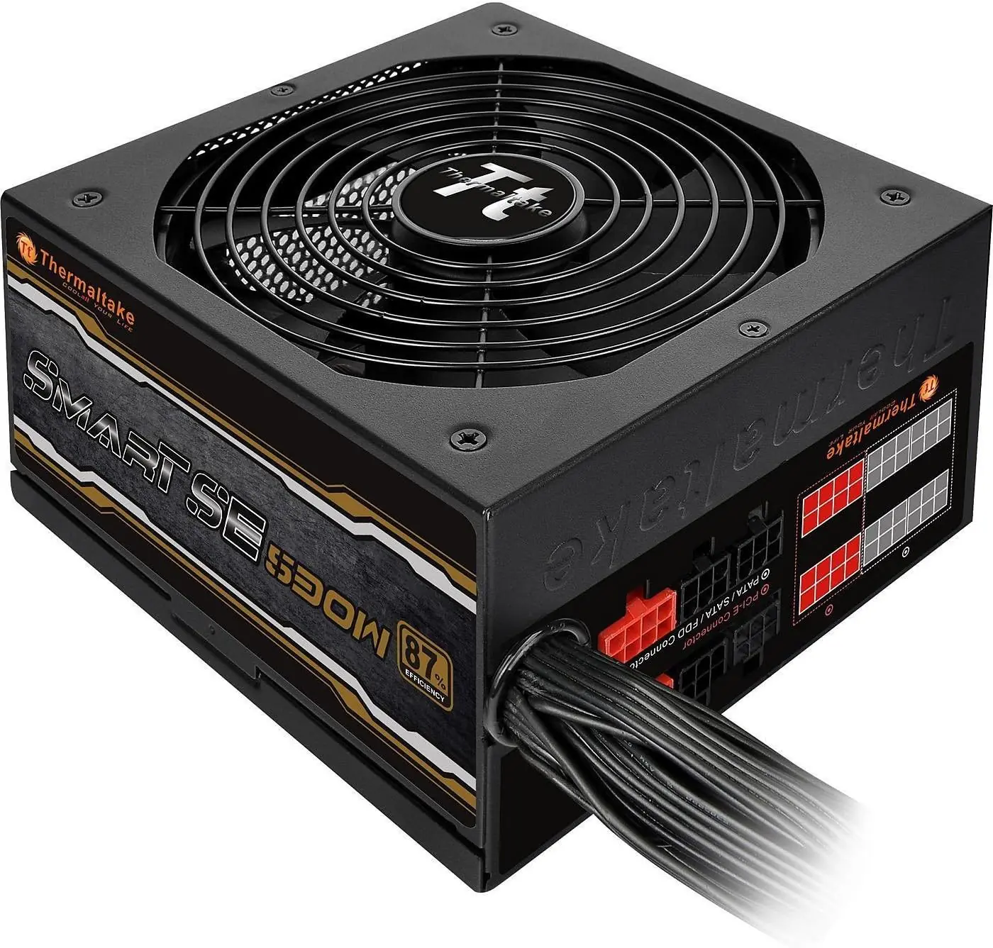 ThermalTake Smart SE 530W cm 87+ PSU Modular Cable Management Power Supply , 87% Efficiency , Flat & Low Profile Modular Cable , Smart 140mm Cooling Fan,160mm Length - Black 
