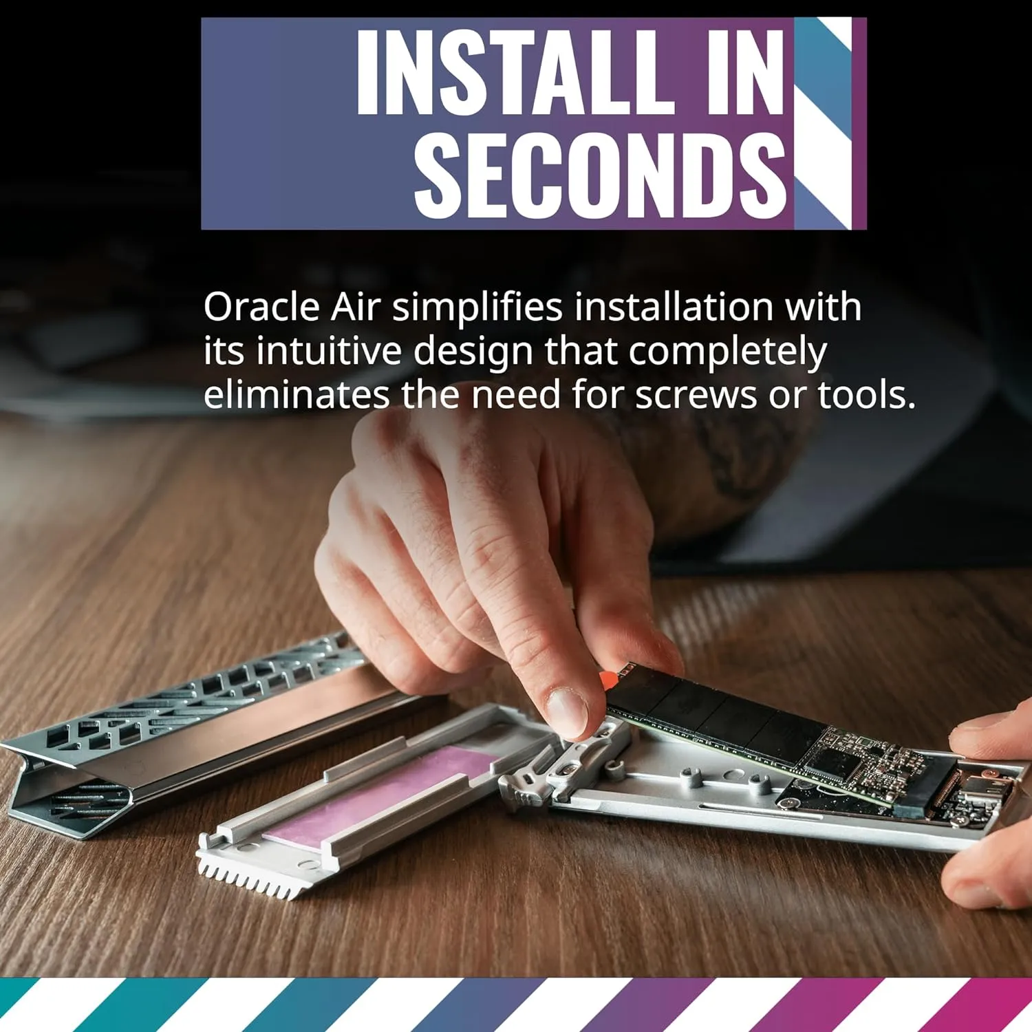 Cooler Master NVME M.2 SSD Enclosure Cooler Master Oracle AIR High Speed NVME M.2 SSD Enclosure, Full Toolless, Aluminum, USB 3.2 Gen 2 Type-C, Write | Read Gbp 10 ,Write |  Read MB/s 1054 , SSD Size 2280|2260|2242|2240|2230