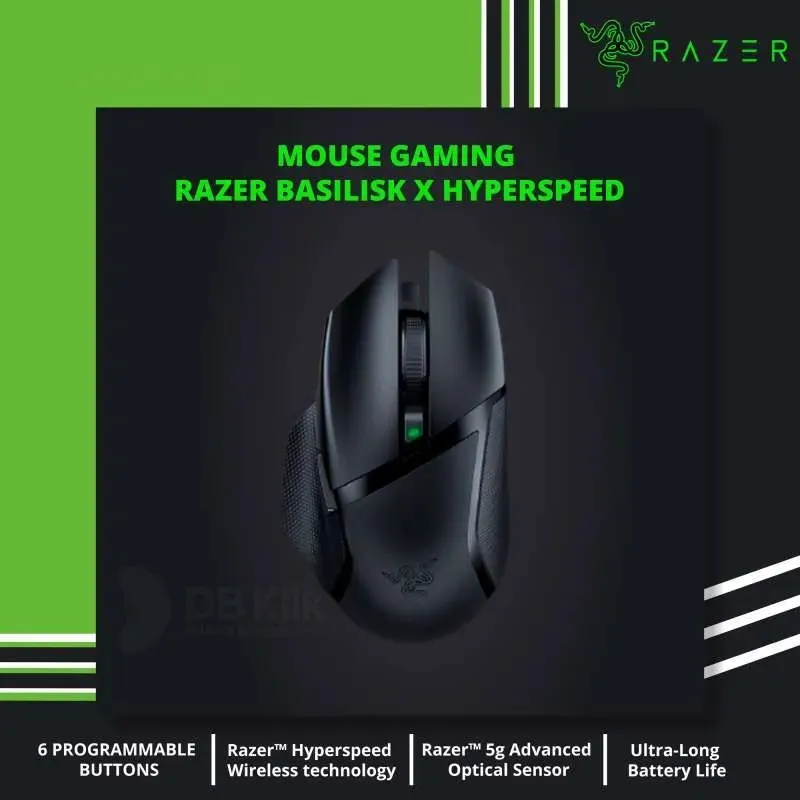Razer Basilisk V3 X HyperSpeed - Customizable Wireless Gaming Mouse (Iconic Ergonomic Form with 9 Customizable Controls, HyperSpeed Wireless, 5G Advanced 18K Optical Sensor, Chroma RGB) Black Razer Basilisk Customizable Wireless Gaming Mouse
