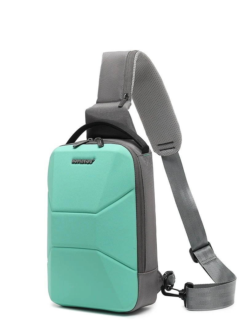 Chest Bag Casual for 7.9 inch iPad , Practical Anti-theft Safety Crossbody Style , USB Port , Water-resistant , Multifunctional Pocket Sling Bag - Heavy Duty - GREEN &GREY Crossbody iPad Chest Bag Anti-theft Water-resistant