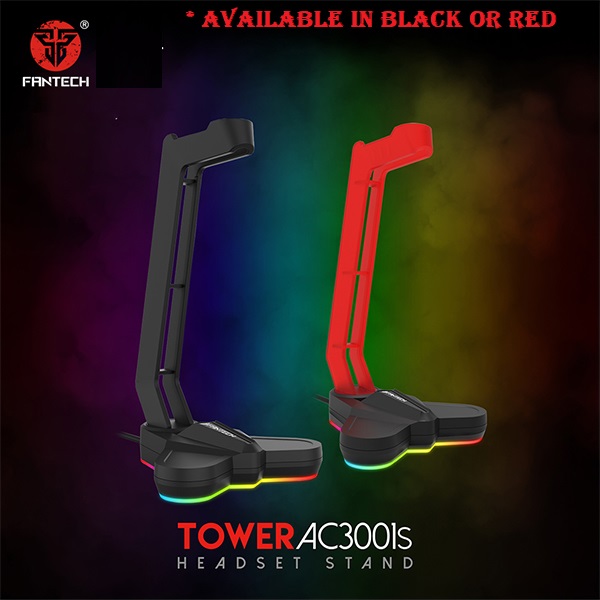 FANTECH-AC3001S-RGB-HEADSET-STAND-1-1 FANTECH AC3001S Tower RGB Headset Stand, Headphone Holder for Gamers Gaming PC Accessories - Black OR RED FANTECH AC3001S Tower RGB Headset Stand