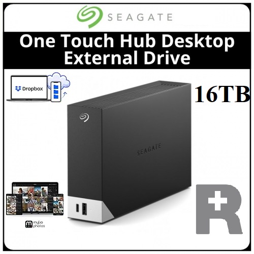 Seagate One Touch 16TB Desktop External Hard Drive, With Built-In Hub, USB-C and USB 3.0 Port, Compatible with Windows and Mac, Seagate Toolkit Backup Software Included, Black | STLC16000400 Seagate One Touch 16TB Built-In Hub