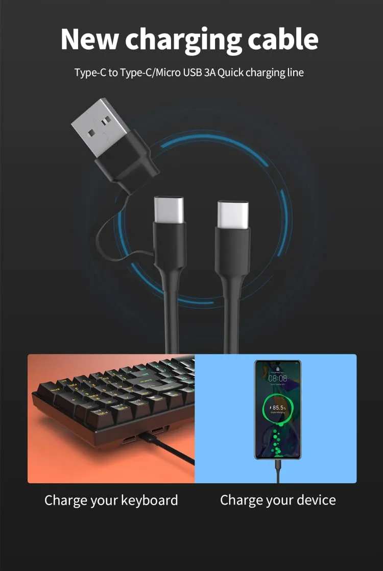 RK ROYAL KLUDGE H81 RGB Wireless Gaming Mechanical Keyboard BLUE Switch, Triple Mode Connectivity 2.4Ghz/BT5.1/USB-C ;  Control Knob , Gasket Mounted ; 75% Layout Hot Swappable 81 Keys - WHITE NIGHT RGB Wireless Mechanical Keyboard BLUE Switch