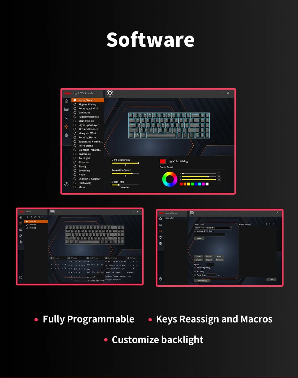 RK ROYAL KLUDGE H81 RGB Wireless Gaming Mechanical Keyboard BLUE Switch, Triple Mode Connectivity 2.4Ghz/BT5.1/USB-C ;  Control Knob , Gasket Mounted ; 75% Layout Hot Swappable 81 Keys - WHITE NIGHT RGB Wireless Mechanical Keyboard BLUE Switch