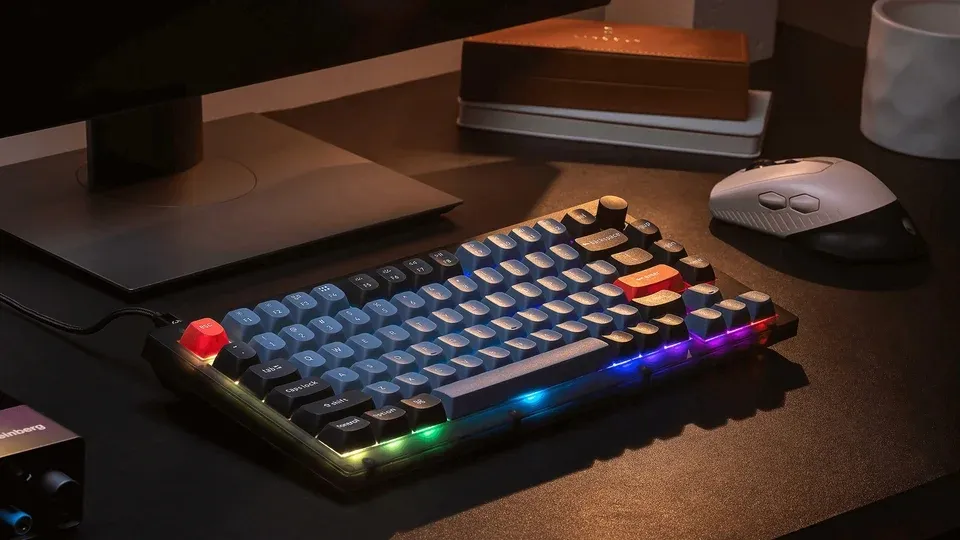 Keychron V1 Max Wireless Custom Mechanical Keyboard | Fully Assembled Knob |2.4 GHz wireless and Bluetooth 5.1 connectivity | compact 75% layout | gasket mount |double-shot PBT keycaps Gateron Jupiter Brown Switches | Carbon Black  Wireless Mechanical Keyboard RGB Brown Switches