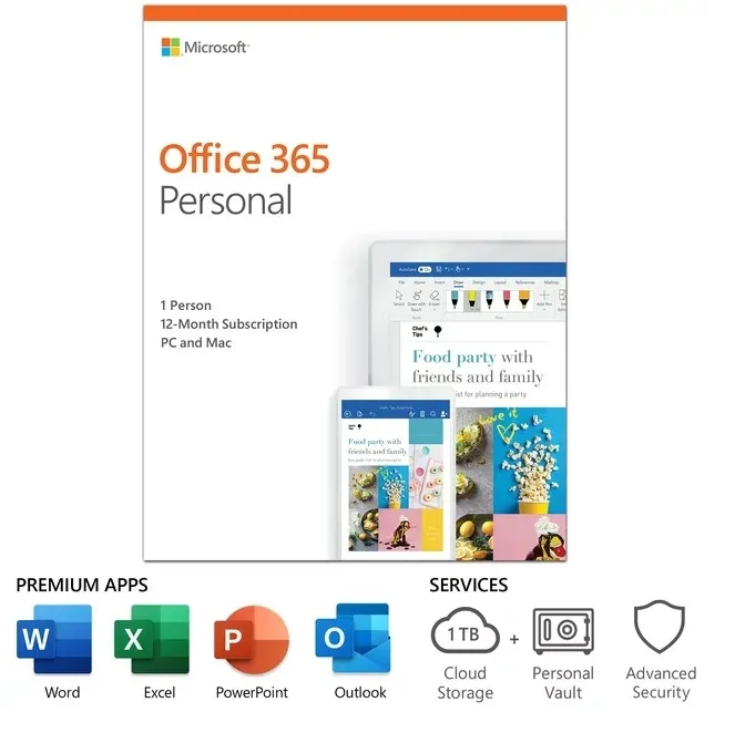 Microsoft Office 365 Personal - Product Key - 1 Account 5 Devices - 1Year