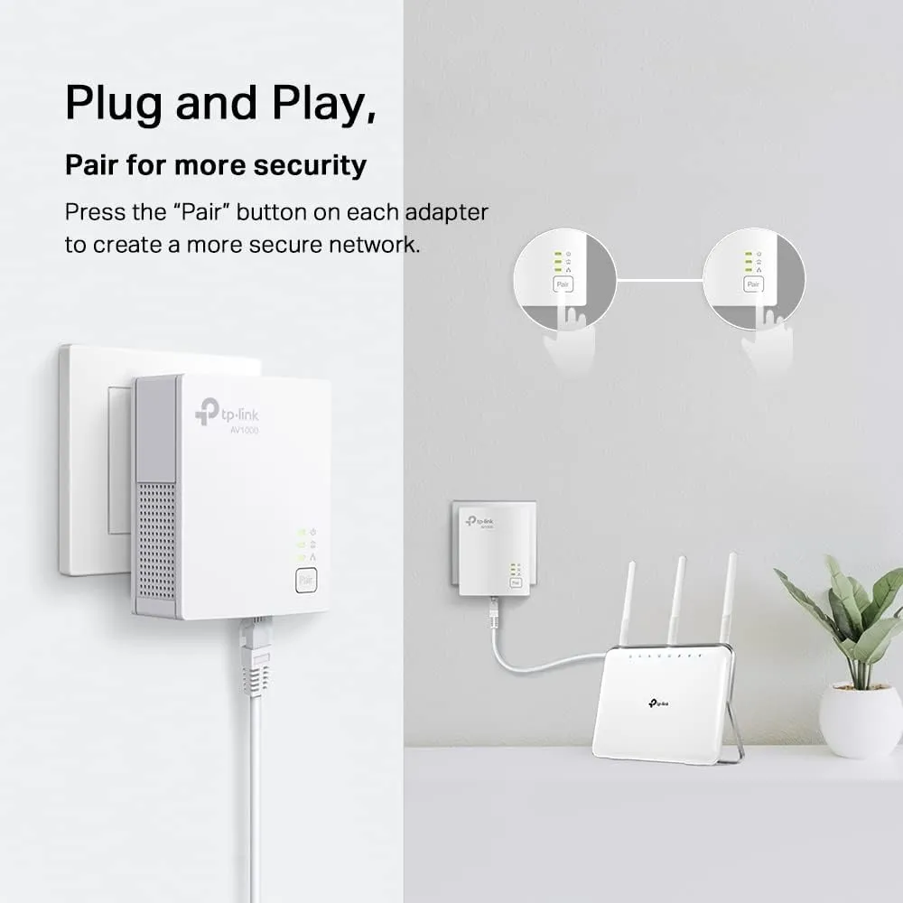 TP-Link Powerline Ethernet Adapter Starter Kit - AV1000 Gigabit Port, Plug&Play, Ethernet Over Power, Nano Size, Ideal for Smart TV, Online Gaming, Wired Connection Only (TL-PA7017 KIT) TP-Link Powerline Ethernet Adapter Starter Kit