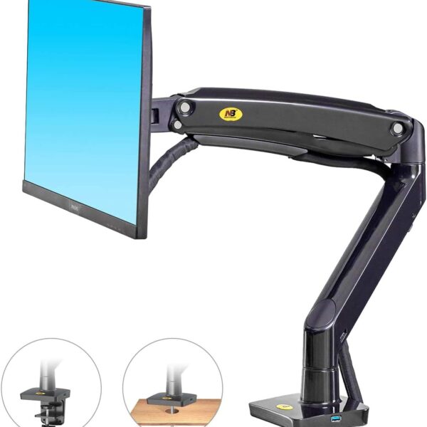 NB F100A Gas Spring Arm 22-35 inch Screen Desktop Monitor Holder 360 Rotate 3-12kgs Monitor Mount Arm with USB 3.0 Port Monitor Mount Arm USB 3.0 Port