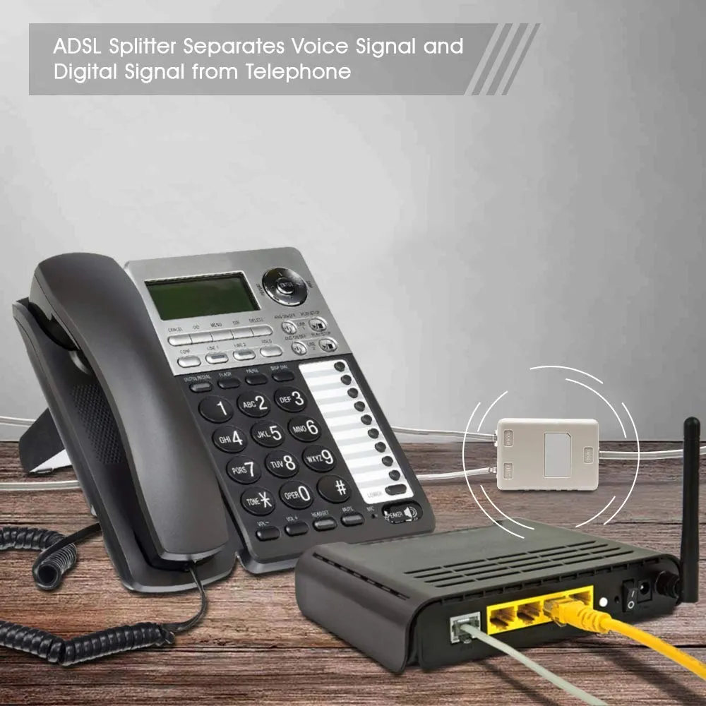 ADSL Splitter/ADSL Filter/DSL Filter RJ11 for Landline Telephone and Broadband Modem Box  - 3 Jacks ADSL Splitter Filter RJ11 for Landline