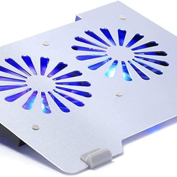 Aluminum Alloy Gaming Laptop Cooler Cooling Pad | 2 Quiet Fans | Support Up to 17.3 Inch Heavy Notebook, Laptop | 5 USB PORTS | 2 Big fans | 380 x 285 x 70 mm | Silver Aluminum Gaming Laptop Cooler Cooling Pad 17.3 Inch