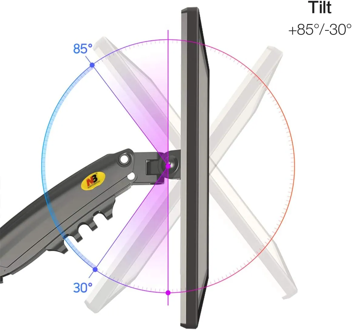 Monitor Desk Mount Long Arm for Monitors from 22" - 35" / Bracket Load 2-12 Kgs; Ultra Wide Full Motion Swivel Height Adjustable Monitor Stand H100 Monitor Stand Desk Mount Arm 22"-35"