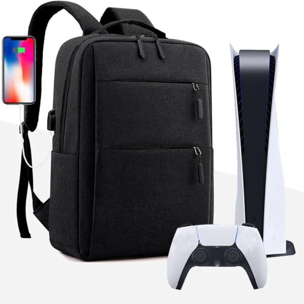 Laptop Backpack - for Tablets & Laptops up to 15.6" - Waterproof - Electronics Protection  - Scratchproof - Travel Friendly - Organized Compartments - USB Charge Port - Slim Casual Business Design - Heavy Duty - 42 x 12 x 30 cm - Black  Black Laptop Backpack Waterproof Electronics Protection