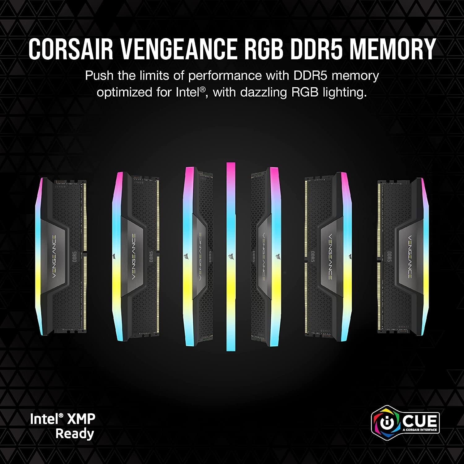 CORSAIR VENGEANCE RGB DDR5 RAM 32GB (2x16GB) 6400MHz CL36 Intel XMP iCUE Compatible Computer Memory - Black (CMH32GX5M2B6400C36) RAM 32GB CL36 RGB DDR5 6400MHz