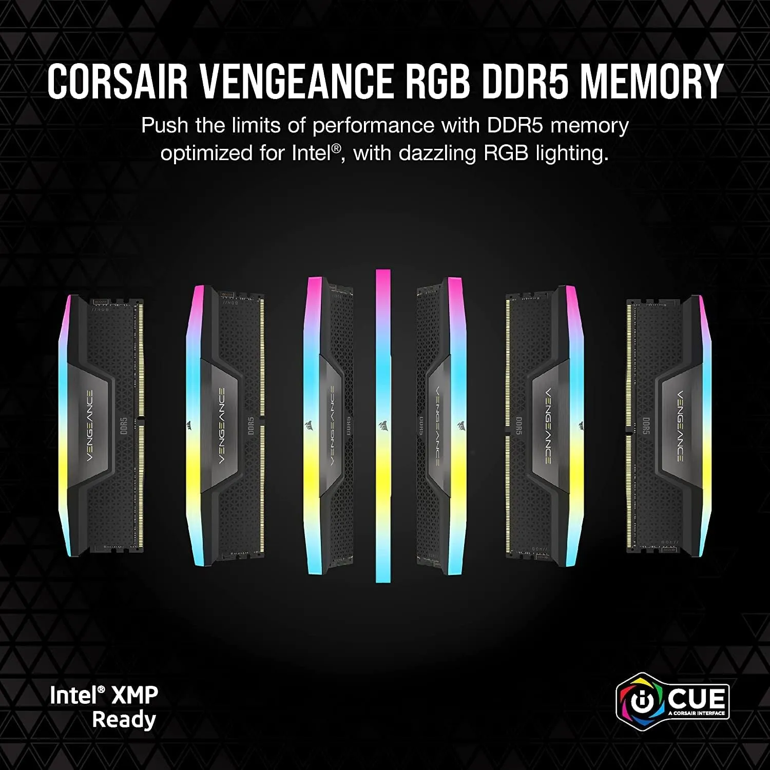 CORSAIR VENGEANCE RGB DDR5 RAM 32GB (2x16GB) 6400MHz CL36 Intel XMP iCUE Compatible Computer Memory - Black (CMH32GX5M2B6400C36) RAM 32GB CL36 RGB DDR5 6400MHz