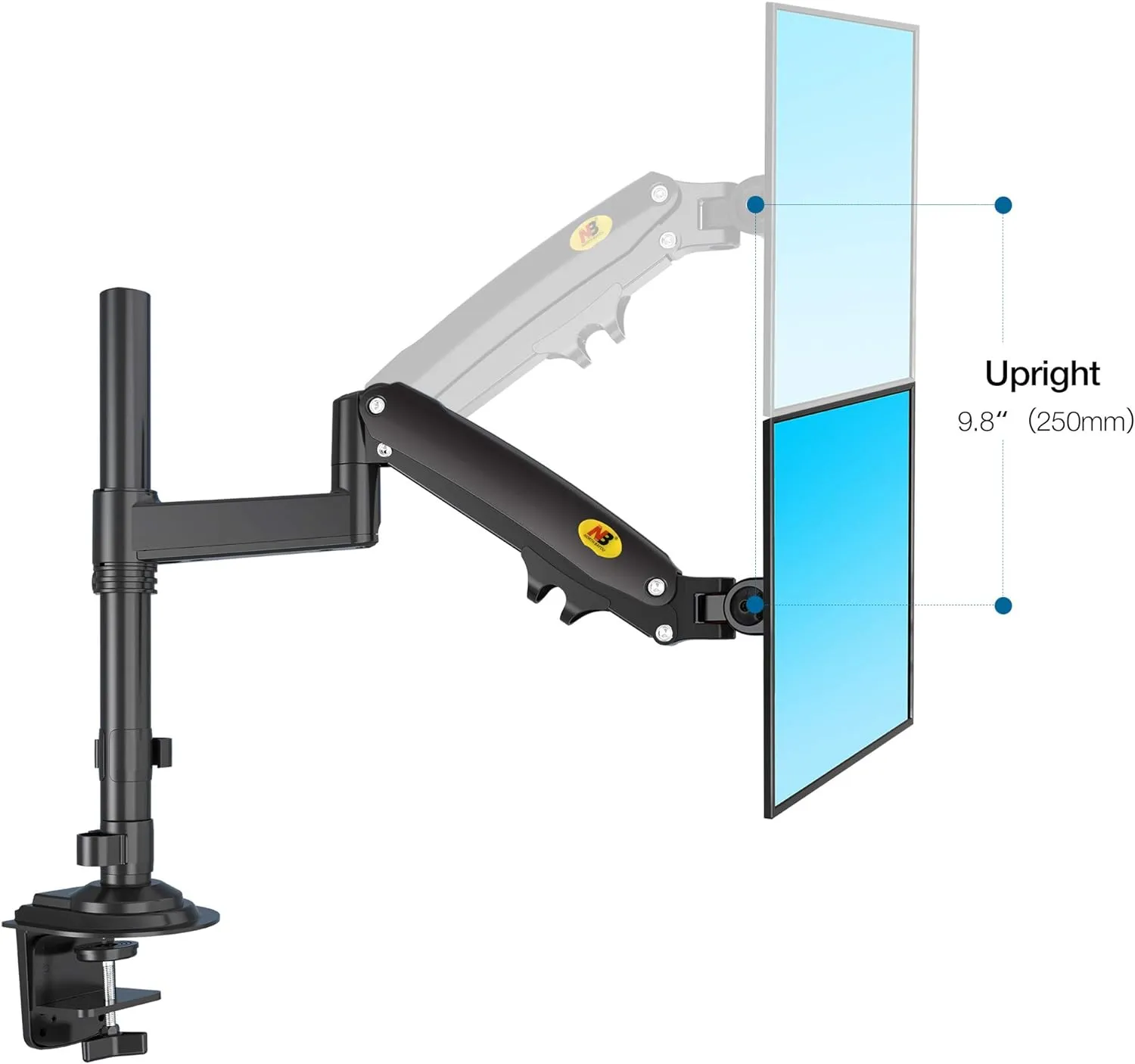 Monitor Desk Mount Long Arm for Monitors from 22" - 35" / Bracket Load 2-12 Kgs; Ultra Wide Full Motion Swivel Height Adjustable Monitor Stand H100 Monitor Stand Desk Mount Arm 22"-35"