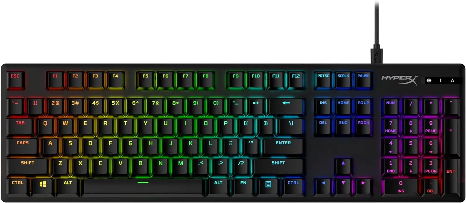 HyperX PBT Keycaps – Full Key Set, Double Shot PBT Material, English (US) Layout, 104 Keys – Black HyperX PBT Keycaps Double Shot PBT