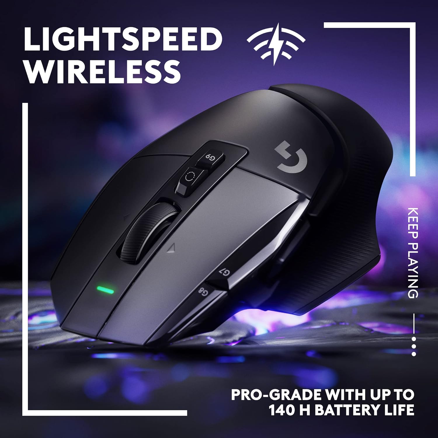 Logitech G502 X Lightspeed Wireless Gaming Mouse - LIGHTFORCE hybrid optical-mechanical switches, HERO 25K gaming sensor, compatible with PC - macOS/Windows - BLACK Logitech Lightspeed Black Wireless Gaming Mouse