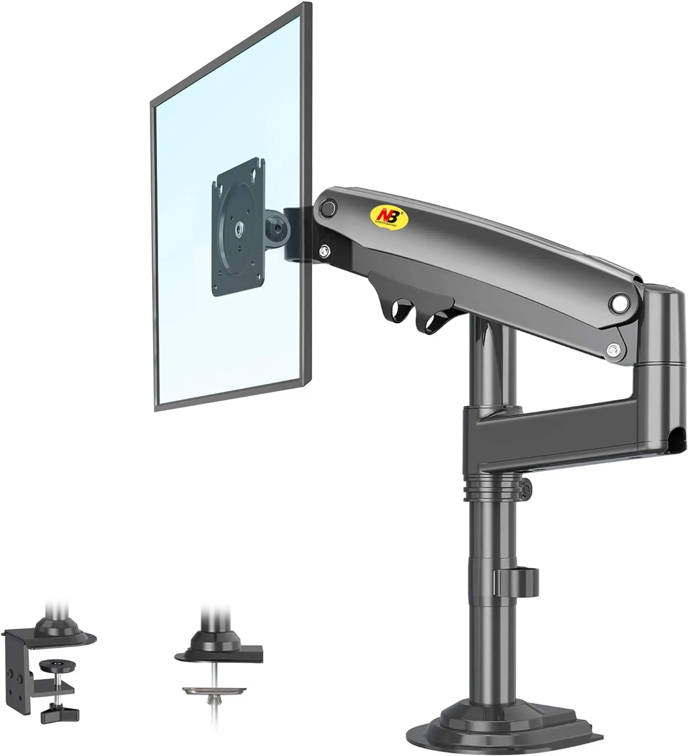 Monitor Desk Mount Long Arm for Monitors from 22" - 35" / Bracket Load 2-12 Kgs; Ultra Wide Full Motion Swivel Height Adjustable Monitor Stand H100 Monitor Stand Desk Mount Arm 22"-35"