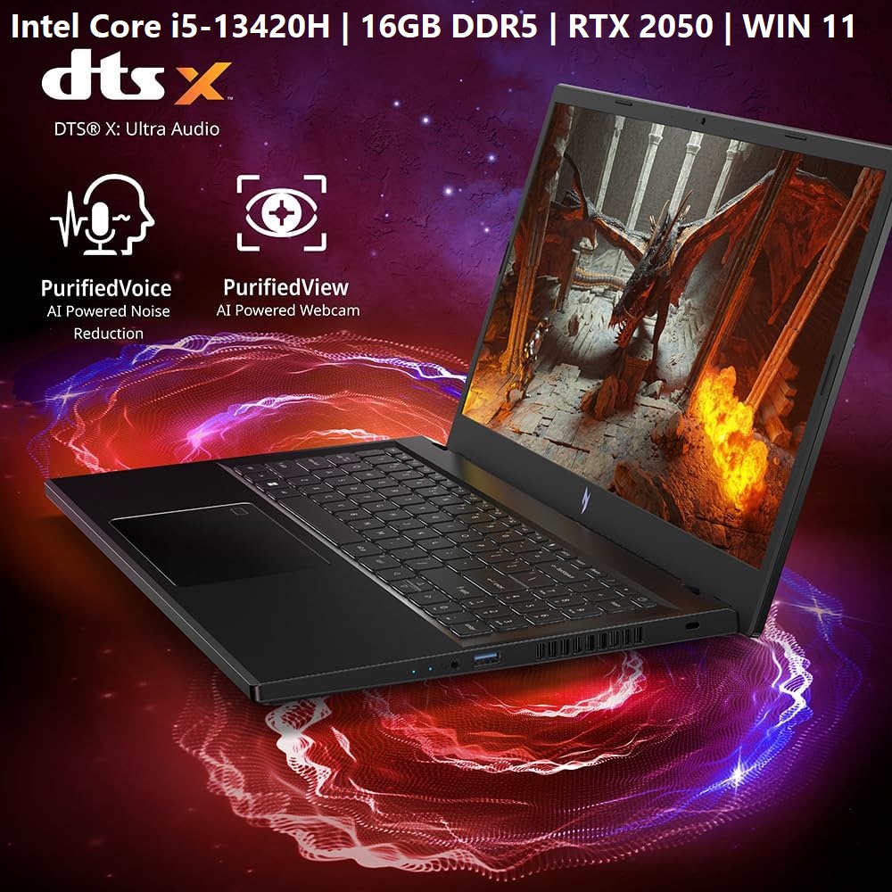ANV15-51-55UT Acer Nitro V15 Gaming Laptop Acer Nitro V15 Gaming Laptop, 15.6" IPS FHD 144Hz Display, Intel Core i5-13420H Processor, 16GB RAM DDR5, 512GB SSD, GeForce RTX2050 4GB, Backlit K/B, Windows 11, Black | ANV15-51-55UT ANV15-51-55UT Acer Nitro V15 Gaming Laptop Acer Nitro V15 Gaming Laptop, 15.6" IPS FHD 144Hz Display, Intel Core i5-13420H Processor, 16GB RAM DDR5, 512GB SSD, GeForce RTX2050 4GB, Backlit K/B, Windows 11, Black | ANV15-51-55UT