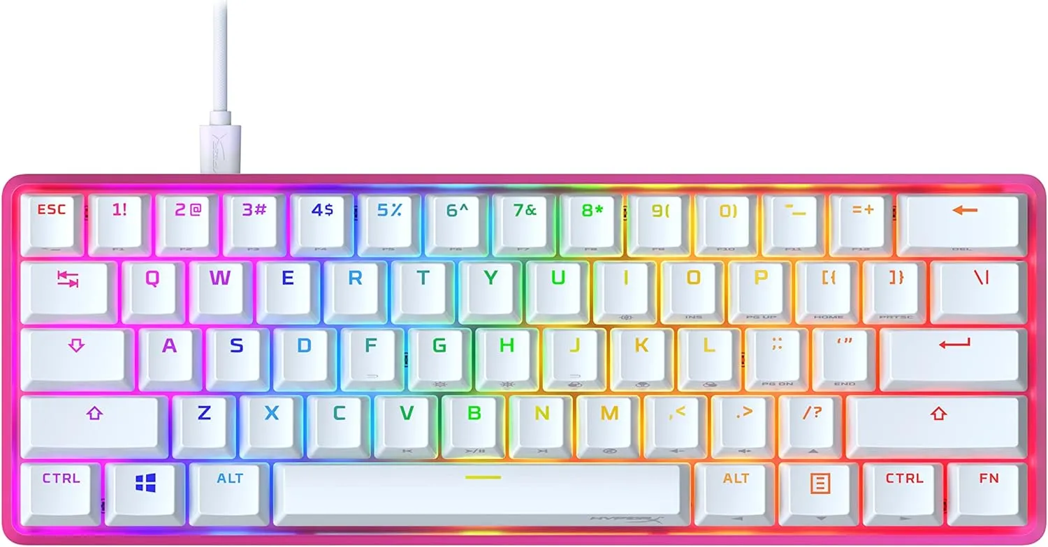 HyperX Alloy Origins 60 - Mechanical Gaming Keyboard - Ultra Compact 60% Form Factor - Linear Red Switch - Double Shot PBT Keycaps - RGB LED Backlit - NGENUITY Software Compatible - Pink  HyperX 60 Mechanical Gaming Keyboard - PINK EDITION HyperX Alloy Origins 60 - Mechanical Gaming Keyboard - Ultra Compact 60% Form Factor - Linear Red Switch - Double Shot PBT Keycaps - RGB LED Backlit - NGENUITY Software Compatible - Pink HyperX 60 Mechanical Gaming Keyboard - PINK EDITION