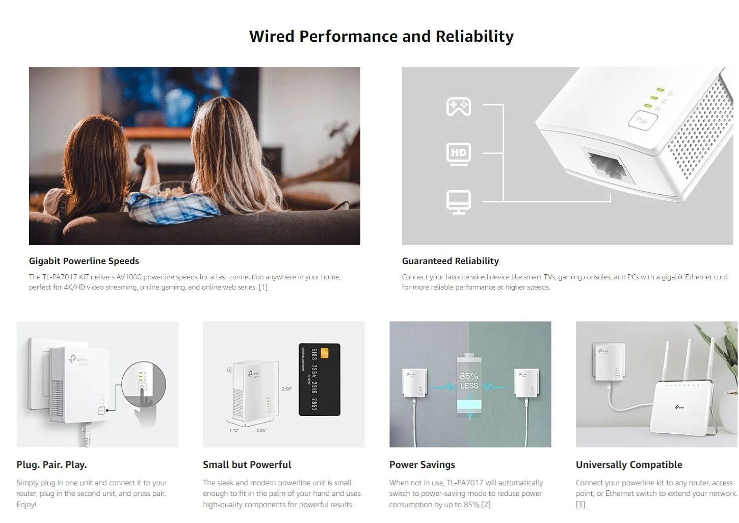 TP-Link Powerline Ethernet Adapter Starter Kit - AV1000 Gigabit Port, Plug&Play, Ethernet Over Power, Nano Size, Ideal for Smart TV, Online Gaming, Wired Connection Only (TL-PA7017 KIT) TP-Link Powerline Ethernet Adapter Starter Kit