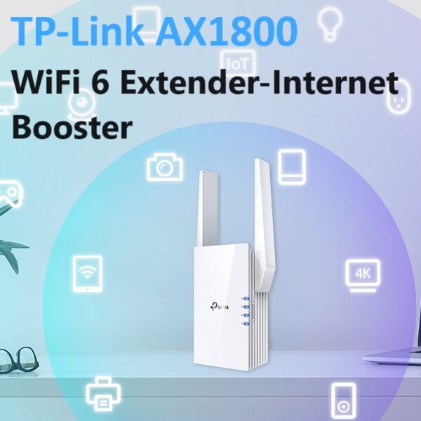 TP-Link AX1800 WiFi 6 Extender(RE605X)-Internet Booster, Covers up to 1500 sq.ft and 30 Devices,Dual Band Repeater up to 1.8Gbps Speed, AP Mode, Gigabit Port AX1800 WiFi 6 Extender Internet Booster