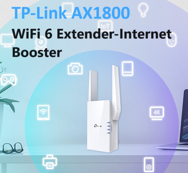 TP-Link AX1800 WiFi 6 Extender(RE605X)-Internet Booster, Covers up to 1500 sq.ft and 30 Devices,Dual Band Repeater up to 1.8Gbps Speed, AP Mode, Gigabit Port AX1800 WiFi 6 Extender Internet Booster