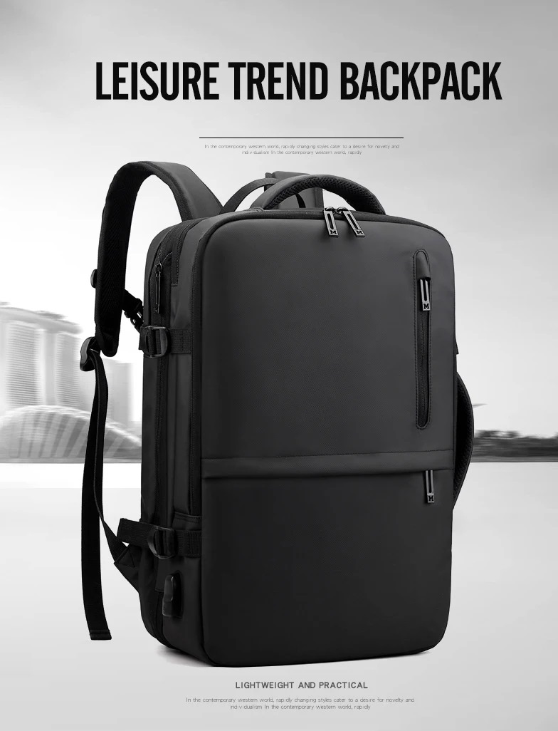 Multi-layer Large Capacity Expandable Laptop Backpack - Business &  Travel Luggage Friendly -  USB Charging Port - Holds up to 15.6" Laptops & Tablets -  MULTIPLE COMPARTMENTS - BLACK Large Expandable Laptop Backpack USB Port 