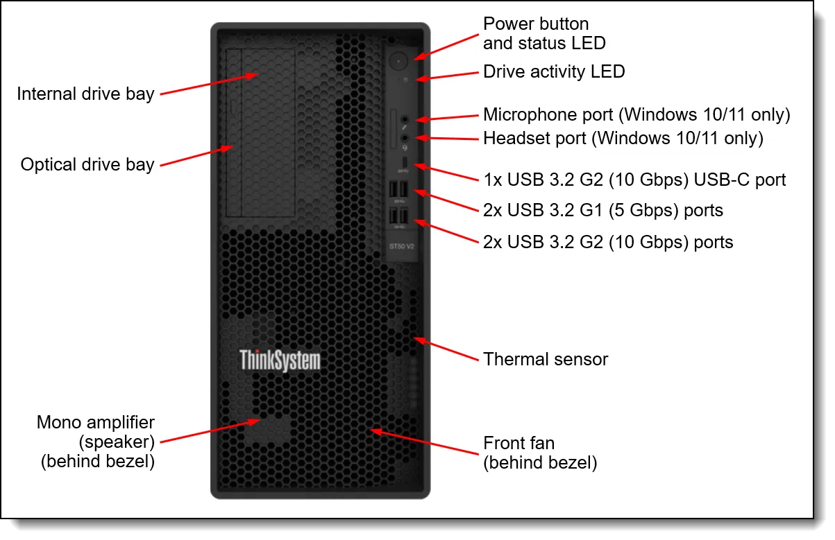 Lenovo ThinkSystem ST50 V2 Tower Server Intel Xeon E-2324G 4C 65W 3.1GHz 16 GB RAM Model 4TB HDD 7D8JA02YEA Lenovo ThinkSystem ST50 V2 Tower Server