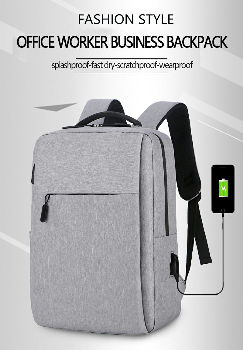 Business Slim Formal Laptop Backpack for up to 15.6 Inch - Durable Oxford Textile - USB Charging Port - Organized Compartments - Waterproof - Heavily Padded for Sensitive Electronics Impact Protection - GREY Business Slim Formal Laptop Backpack GREY
