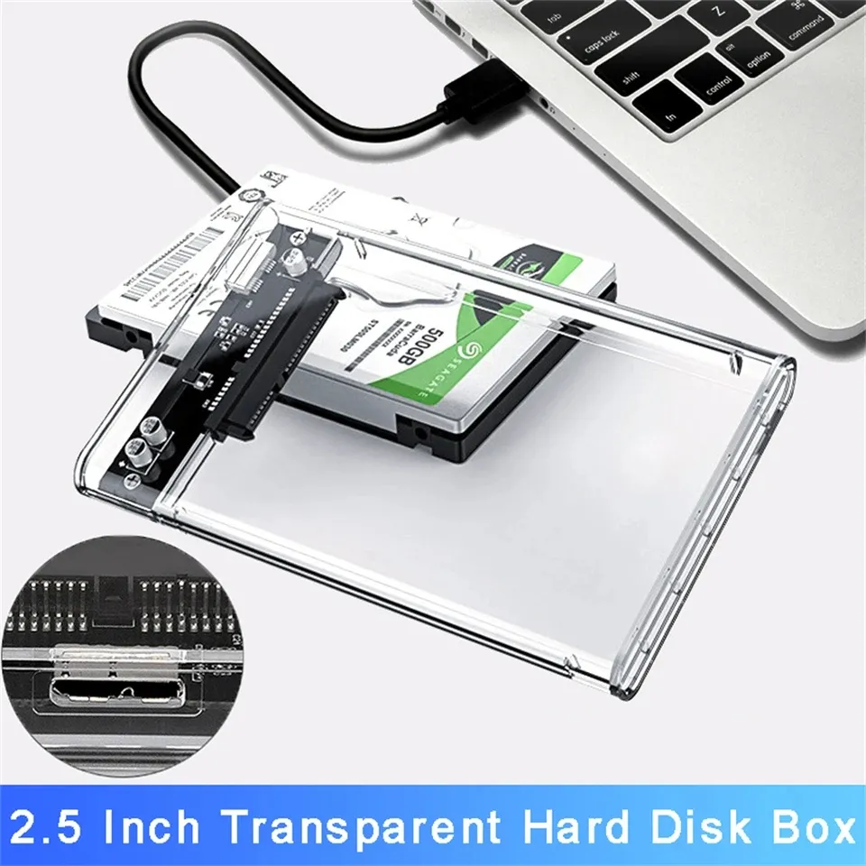 2.5 Inch SATA to USB 3.0 SSD HDD External Hard Drive Enclosure - Support UASP Function, Tool Free Design - Indicator Light -Transparent  HDD Enclosure 2.5 Inch SATA USB 3.0