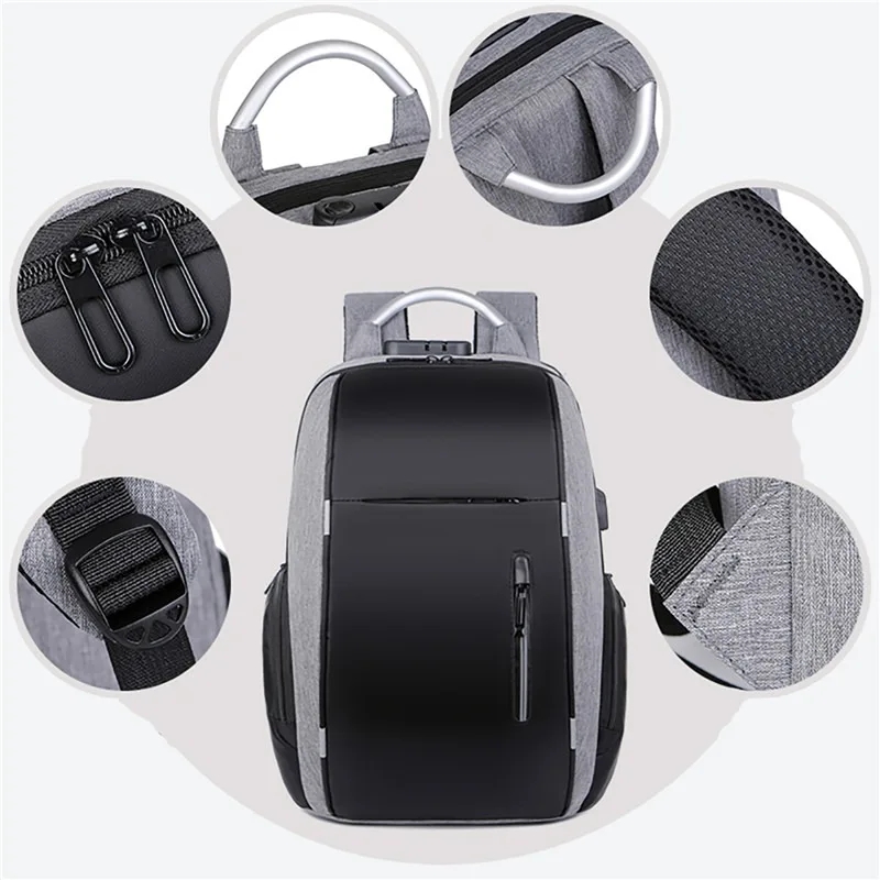  Laptop Backpack  Business / Travel | Expandable |  USB Charging Port | 15.6" | Waterproof | Password Lock Anti-theft | Lightweight | BLACK  BLACK Laptop Backpack Anti-theft Lock