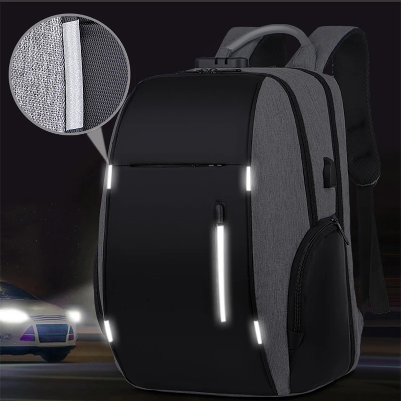  Laptop Backpack  Business / Travel | Expandable |  USB Charging Port | 15.6" | Waterproof | Password Lock Anti-theft | Lightweight | BLACK  BLACK Laptop Backpack Anti-theft Lock