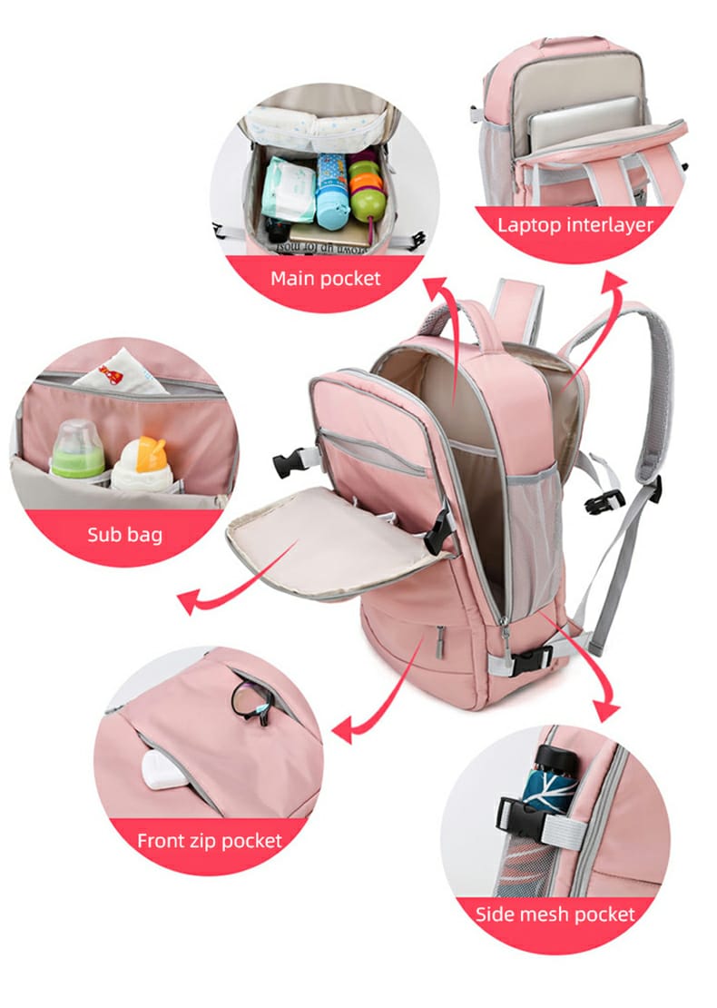 Pink Laptop Backpack - Accommodates Up to 15.6" Laptops & Tablets - Waterproof - Heavily Padded for Sensitive Electronics Protection -  USB Charging Port - Inner Pockets for Wet & Dry Laundry - Luggage Strap -Multifunctional for Hiking , Gym , Travel  Heavy-Duty Waterproof Multifunctional Pink Laptop Backpack