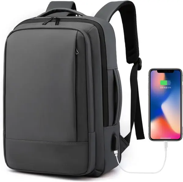 Multifunctional Laptop Backpack - Holds Up to 15.6" Laptops & Tablets - Oxford Textile - Waterproof - Recharge USB Port - Business Casual Design - Expandable 55 L  - International Travel Carry On Approved - Anti-theft Back Pocket - GRAPHITE Anti-theft Multifunctional Laptop Backpack Travel Approved