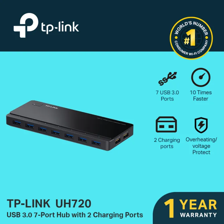 TP-Link Powered USB Hub 3.0 with 7 USB 3.0 Data Ports and 2 Smart Charging USB Ports. Compatible with Windows, Mac, Chrome & Linux OS, with Power On/Off Button, 12V/4A Power Adapter(UH720) USB Hub 3.0 with 7 USB 3.0 Data Ports and 2 Smart Charging USB Ports