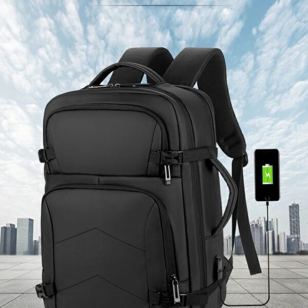 Laptop Backpack - Fit for 15.6″ Laptops & Tablets – Waterproof  – Shockproof – USB Charging Port – 45 x 32 x 11 CM –   Suitable For College , Travel , Gaming Pack , Student Schoolbag – BLACK Laptop Backpack Waterproof Shockproof USB Charging Port