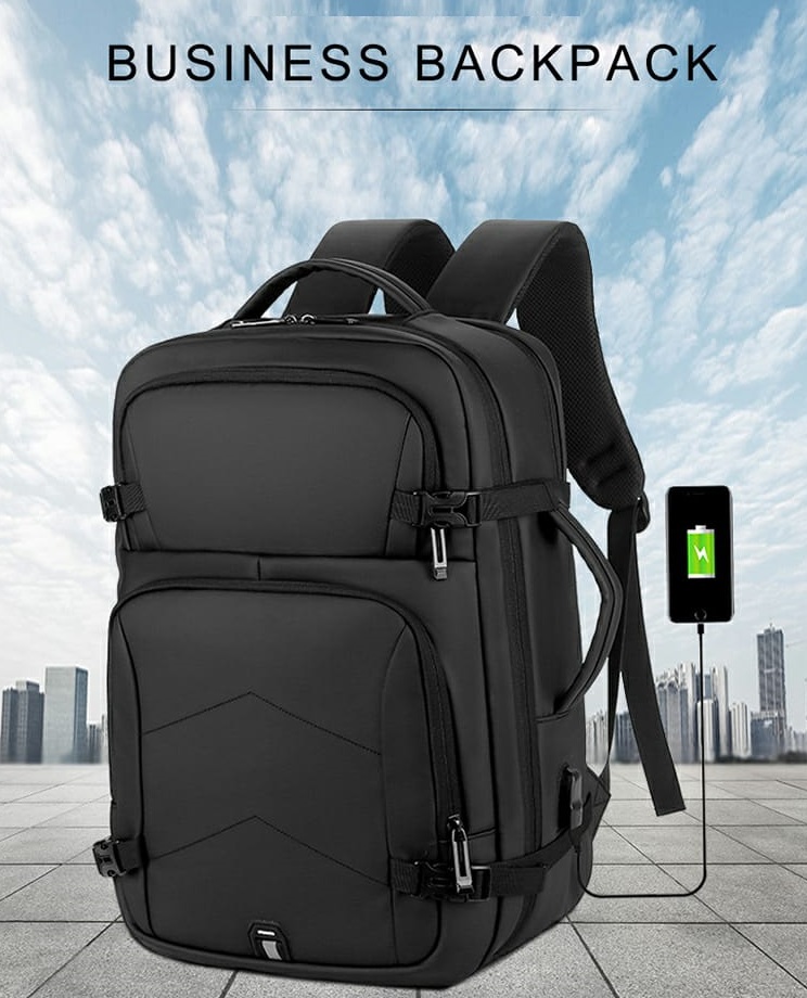 Laptop Backpack - Fit for 15.6″ Laptops & Tablets – Waterproof  – Shockproof – USB Charging Port – 45 x 32 x 11 CM –   Suitable For College , Travel , Gaming Pack , Student Schoolbag – BLACK Laptop Backpack Waterproof Shockproof USB Charging Port