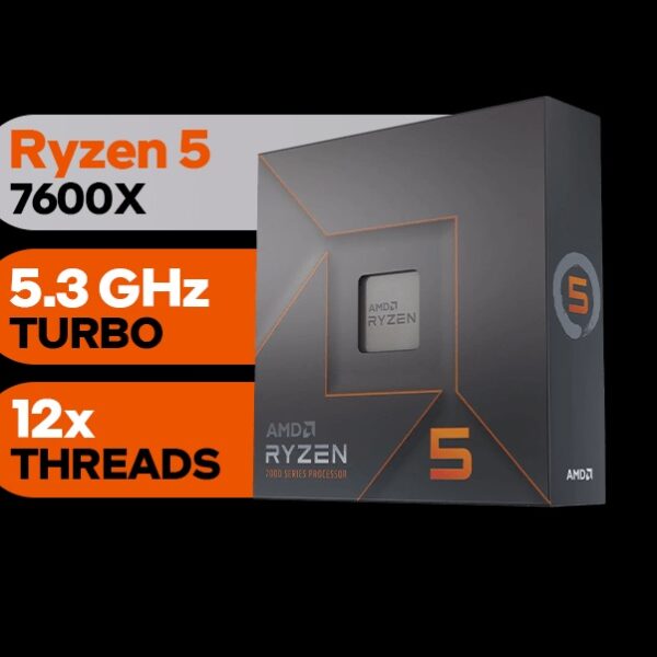 CPU AMD Ryzen 5 7600X - 6-Core 4.7 GHz - Socket AM5 - 105W Desktop Processor - 32MB L3 Cache - with AMD Radeon Graphics controller CPU AMD Ryzen 5 7600X AMD Radeon Graphics