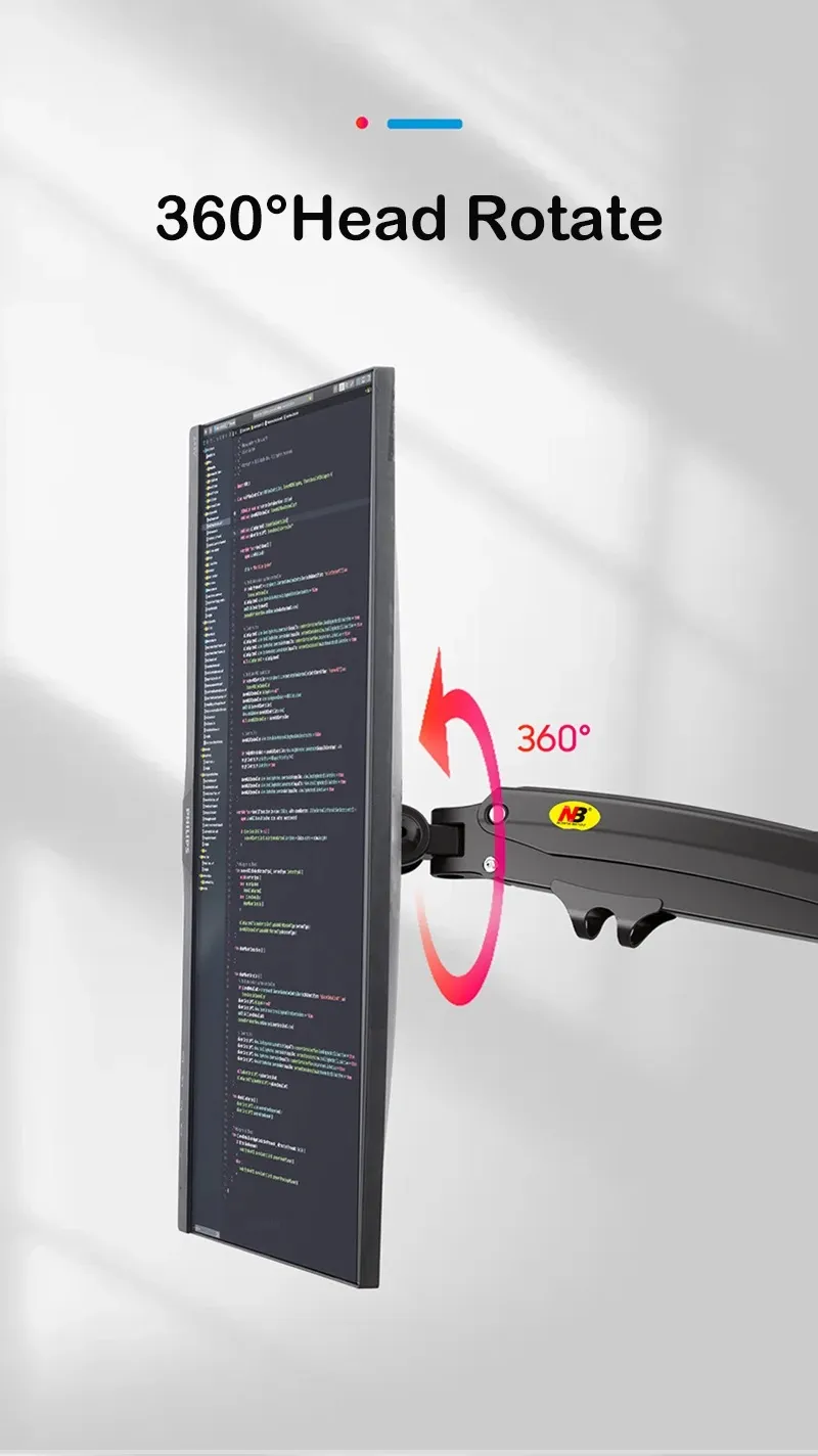 Monitor Desk Mount Long Arm for Monitors from 22" - 30" / Bracket Load 2-12 Kgs; Ultra Wide Full Motion Swivel Height Adjustable Monitor Stand H100 - Image 21