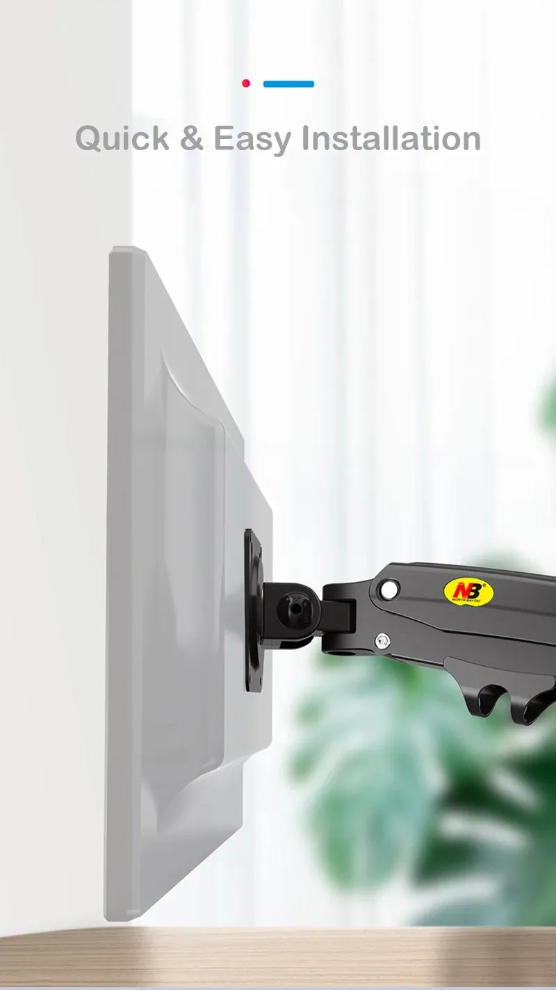 Monitor Desk Mount Long Arm for Monitors from 22" - 35" / Bracket Load 2-12 Kgs; Ultra Wide Full Motion Swivel Height Adjustable Monitor Stand H100 Monitor Stand Desk Mount Arm 22"-35"