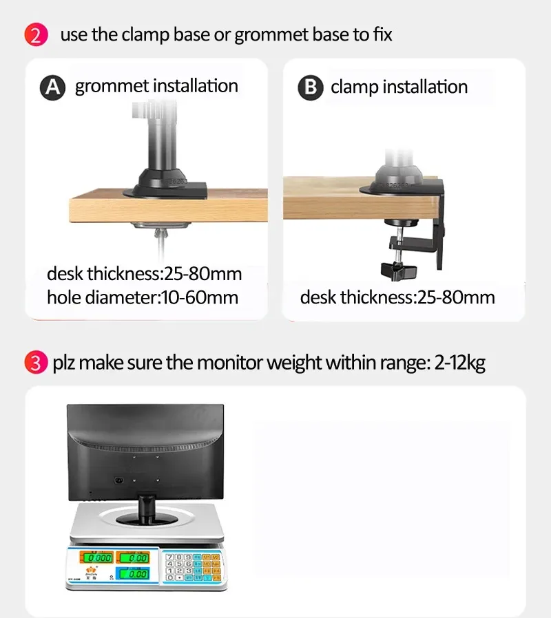 Monitor Desk Mount Long Arm for Monitors from 22" - 35" / Bracket Load 2-12 Kgs; Ultra Wide Full Motion Swivel Height Adjustable Monitor Stand H100 Monitor Stand Desk Mount Arm 22"-35"