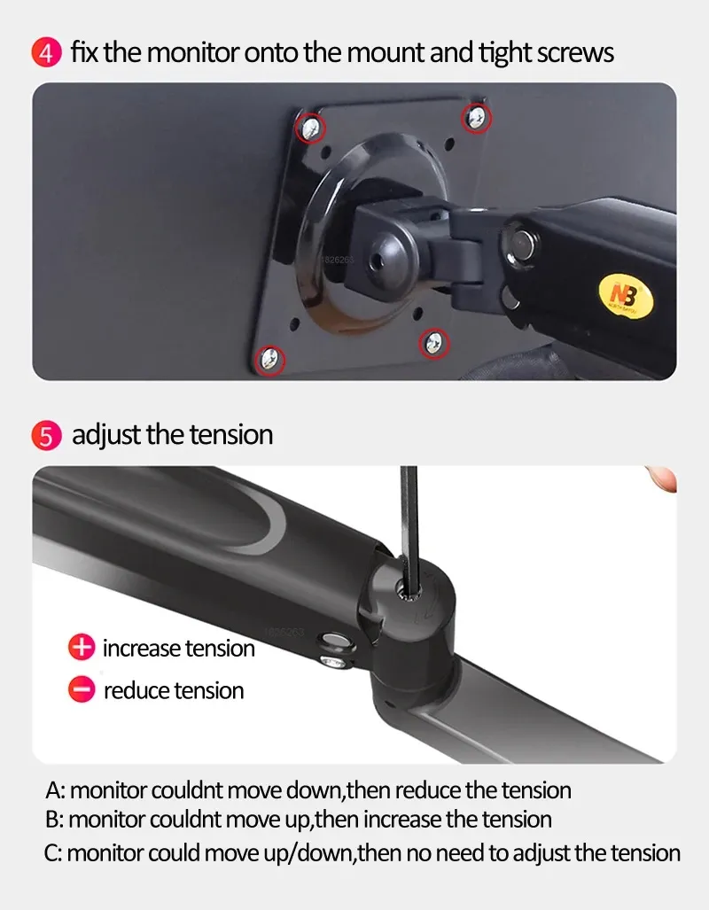 Monitor Desk Mount Long Arm for Monitors from 22" - 35" / Bracket Load 2-12 Kgs; Ultra Wide Full Motion Swivel Height Adjustable Monitor Stand H100 Monitor Stand Desk Mount Arm 22"-35"