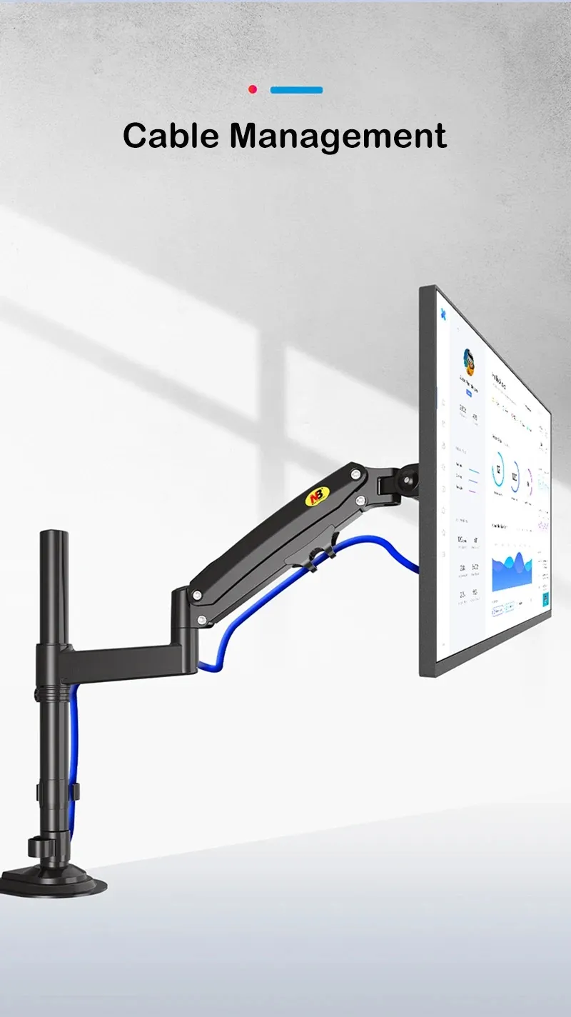 Monitor Desk Mount Long Arm for Monitors from 22" - 35" / Bracket Load 2-12 Kgs; Ultra Wide Full Motion Swivel Height Adjustable Monitor Stand H100 Monitor Stand Desk Mount Arm 22"-35"