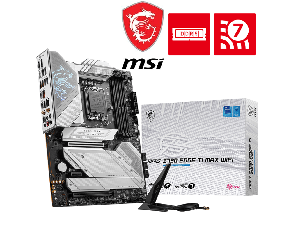 MSI WiFi Gaming Motherboard DDR5 12th 13th Gen MSI MPG Z790 EDGE TI MAX WIFI | Gaming Motherboard (Supports 12th/13th Gen Intel Processors, LGA 1700, DDR5, PCIe 5.0, M.2, 2.5Gbps LAN, USB 3.2 Gen2, Wi-Fi 7, ATX)