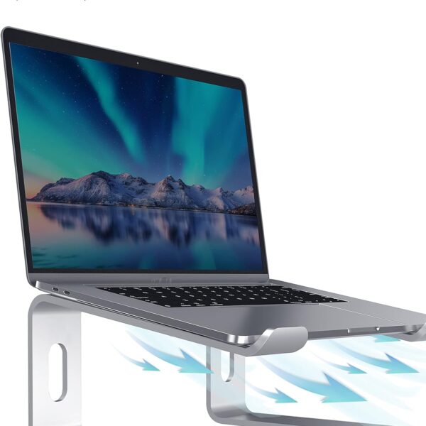 Laptop Stand Aluminum Computer Riser Laptop Stand Aluminum Computer Riser, Ergonomic Laptops Elevator for Desk, Metal Holder Compatible with 10 to 15.6 Inches Notebook Computer, Silver