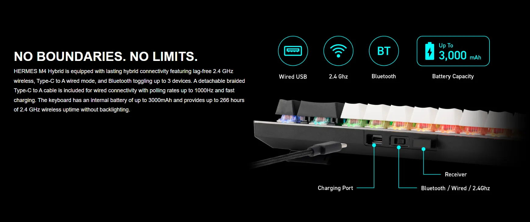 HERMES-M4-HYBRID HERMES HYBRID MECHANICAL GAMING KEYBOARD GAMDIAS HERMES M4 HYBRID 60% MECHANICAL GAMING KEYBOARD WITH RED SWITCH | WIRELESS or WIRED CONNECTIVITY | DUAL COLOR WAY KEY CAPS | ANTI-GHOSTING WITH N-KEYWARE MACRO KEYS | METAL PANEL FINISH 