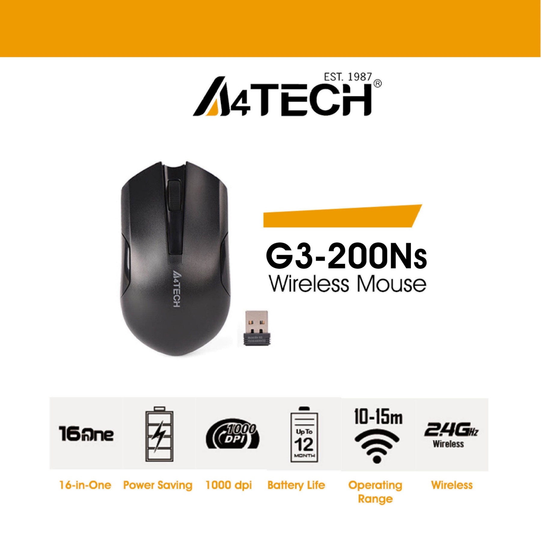 2.4GHz Wireless Silent Mouse A4TECH G3-200NS Silent Wireless Mouse | 2.4GHz powerful wireless connection with distance up to 10-15m | 16 gestures to perform selectable hotkey commands 2.4GHz Wireless Silent Mouse A4TECH G3-200NS Silent Wireless Mouse | 2.4GHz powerful wireless connection with distance up to 10-15m | 16 gestures to perform selectable hotkey commands