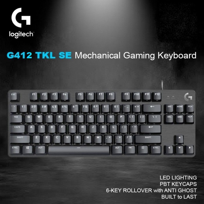 G412 TKL SE Mechanical Gaming Keyboard Logitech G412 TKL SE Mechanical Gaming Keyboard - Compact Backlit Keyboard with Tactile Mechanical Switches, Anti-Ghosting, Compatible with Windows, macOS - Black Aluminum